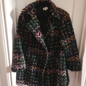 Anthropologie Multicolor Tweed Coat